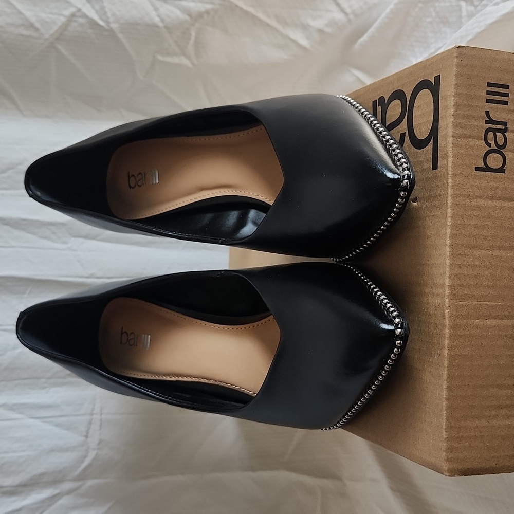 Bar III Women's Black Heels with Silver Accents